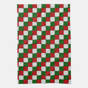 Pleated Corners Red-White-Green-KITCHEN TOWEL Geschirrtuch