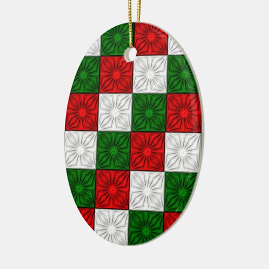 Pleated Corners-Red-White-Green-OVAL ORNAMENT (Links)