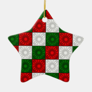 Pleated Corners Red-White-Green STAR ORNAMENT