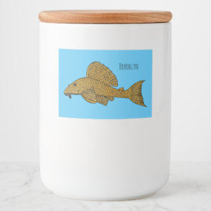 Pleco-Fisch Cartoon-Illustration Lebensmitteletikett