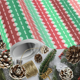 Pleerende Streifen - Weihnachten - Grünes Rotes Ro Geschenkpapier