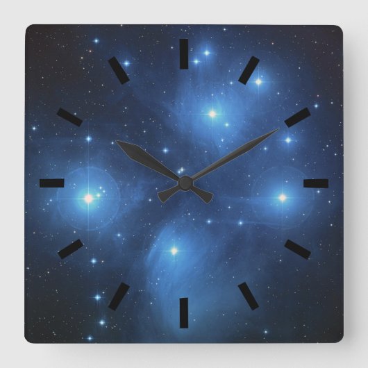 Pleiades oder die sieben Schwestern M45 Quadratische Wanduhr (Vorderseite)
