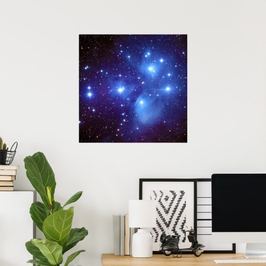 Pleiades Open Star Cluster Sieben Schwestern in Ta Poster (Heimbüro)