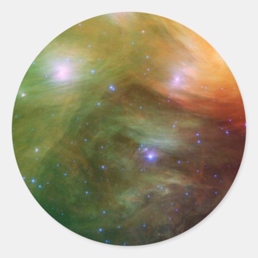 Pleiades Sterne im Infrarot SSC2007 07A Runder Aufkleber (Vorderseite)