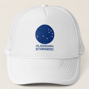 Pleiadian Starseed Hat - Blue & White Trucker Styl Truckerkappe