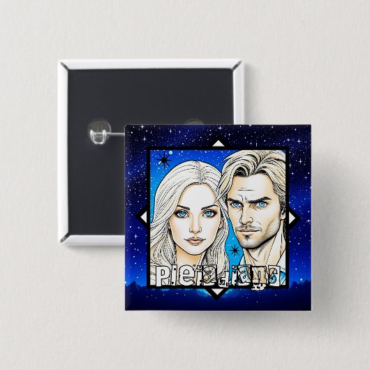 Pleiadier Extra Terrestrials Rennen mit Sternen Button (Vorne & Hinten)