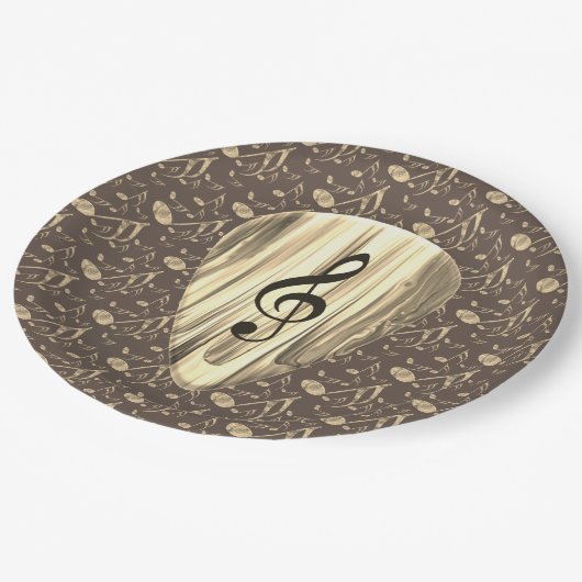 Plektrum für personalisierte Musiknote Pappteller (Schrägansicht)