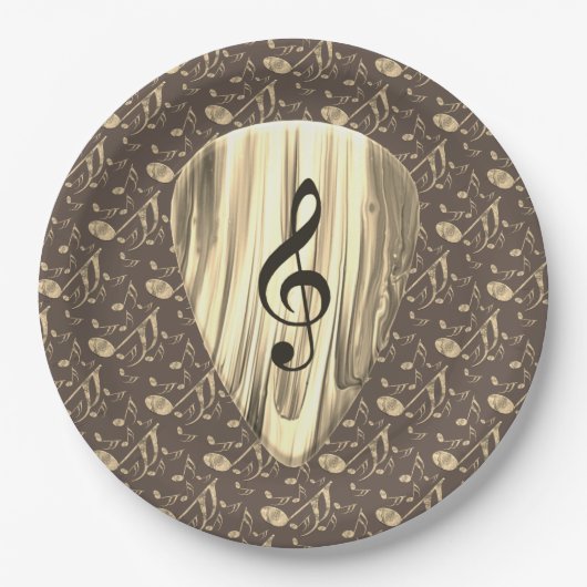 Plektrum für personalisierte Musiknote Pappteller (Vorderseite)