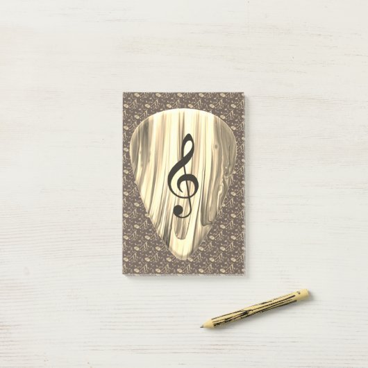 Plektrum für personalisierte Musiknote Post-it Klebezettel (Auf Schreibtisch)