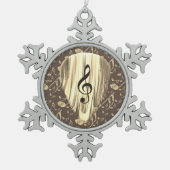 Plektrum für personalisierte Musiknote Schneeflocken Zinn-Ornament (Vorderseite)