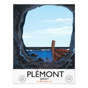 Plémont Caves, Jersey Vintage Reiseplakat Fotodruck