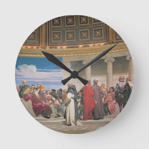 Plenarsaal: Künstler alles Alters, Detail des righ Runde Wanduhr