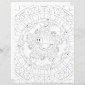 Plesiosaurus Dinosaur Mandala Kids Coloring Page (Vorne/Hinten)
