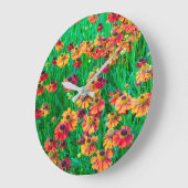 Plethora Red and Orange Heleniums Große Wanduhr (Winkel)