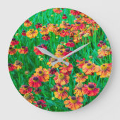 Plethora Red and Orange Heleniums Große Wanduhr (Vorderseite)