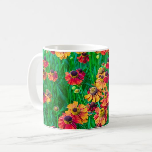 Plethora Red and Orange Heleniums Kaffeetasse (Vorderseite Links)