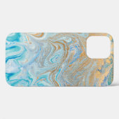 Plexiglas aus Marmor, blau mit goldfarbenem Glanz Case-Mate iPhone Hülle (Rückseite (Horizontal))