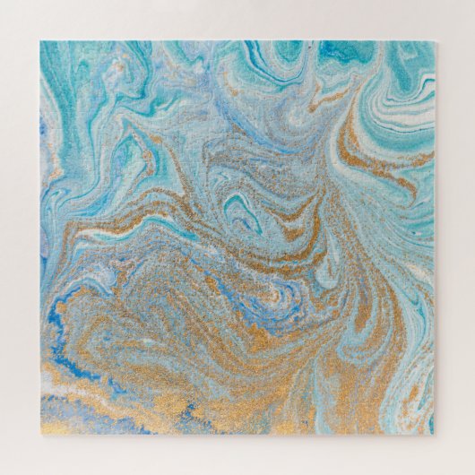 Plexiglas aus Marmor, blau mit goldfarbenem Glanz Puzzle (Horizontal)