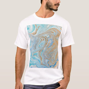 Plexiglas aus Marmor, blau mit goldfarbenem Glanz T-Shirt