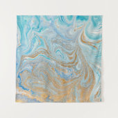 Plexiglas aus Marmor, blau mit goldfarbenem Glanz Wandteppich (Vorderseite (Horizontal))