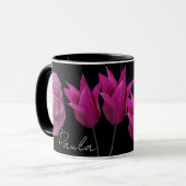 Plila Blumen Paula Name schwarz Tasse (Vorderseite Links)