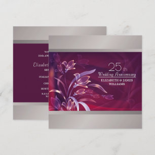 Plim   Silbernes Blumenjubiläum 25. Jahrestag Part Einladung