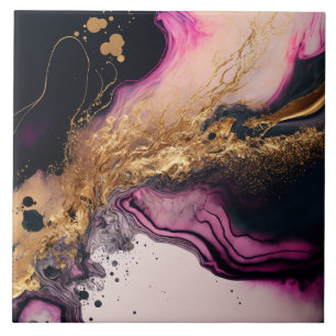 Plink Black Gold Glitter Marmorierte Achat Keramik Fliese