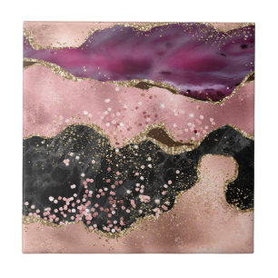 Plink Black Gold Glitzer Marble Agate Fliese