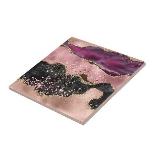 Plink Black Gold Glitzer Marble Agate Fliese (Seite)