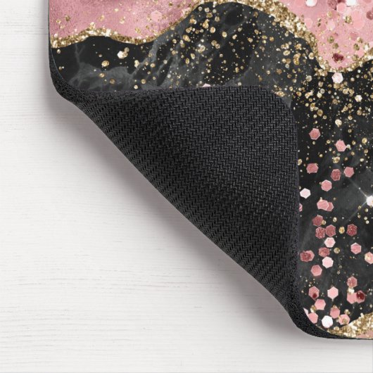 Plink Black Gold Glitzer Marble Agate Mousepad (Ecke)