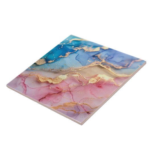 Plink Blue Gold Glitzer Marble Agate Keramik Fliese (Seite)