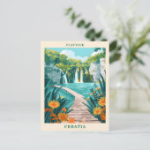 Plitvice Croatia Elegante Art Vintage Postkarte (Stehend Vorderseite)