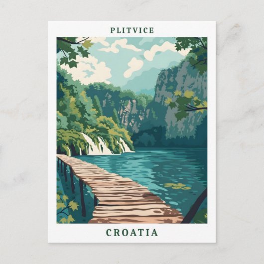 Plitvice Croatia Elegante Art Vintage Postkarte (Vorderseite)