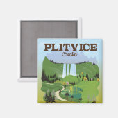 Plitvice Croatia Reiseplakat Magnet (Vorderseite/Rückseite)