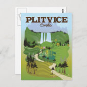 Plitvice Croatia Reiseplakat Postkarte (Vorne/Hinten)