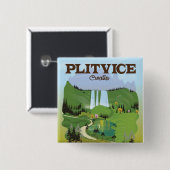 Plitvice Kroatien Reiseplakat Button (Vorne & Hinten)
