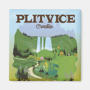 Plitvice Kroatien Reiseplakat Magnet