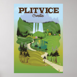 Plitvice Kroatien Reiseplakat Poster