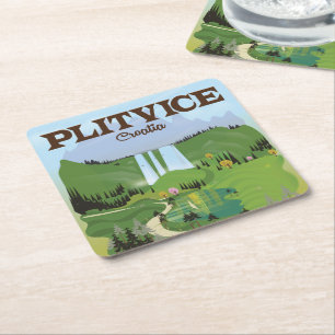 Plitvice Kroatien Reiseplakat Rechteckiger Pappuntersetzer