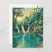 Plitvice Lakes National Park Illustration Travel Postkarte (Vorne/Hinten)