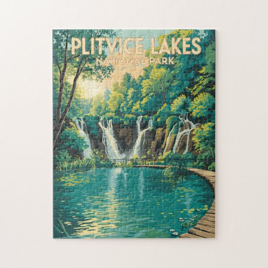 Plitvice Lakes National Park Illustration Travel Puzzle (Vertikal)
