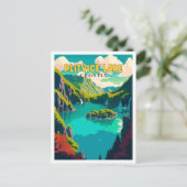 Plitvice See Croatia Vintage Illustration Postkarte (Stehend Vorderseite)