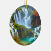 Plitvice Wasserfall Weihnachtsdekoration Keramik Ornament (Rechts)