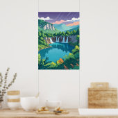 Plitvicer Seen Wasserfall Kunst Poster (Küche)