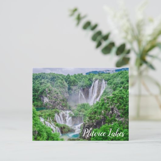 Plitvicer Seen Wasserfall Postkarte (Stehend Vorderseite)