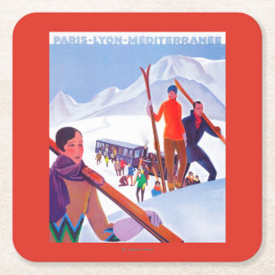 PLM-Bahn Werbeplakat Rechteckiger Pappuntersetzer