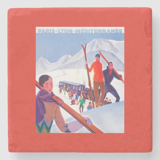 PLM-Bahn Werbeplakat Steinuntersetzer (Vorderseite)