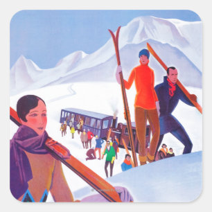 PLM förderndes Bahnplakat Quadratischer Aufkleber