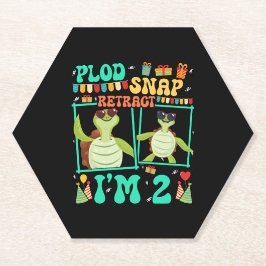 Plod Snap Retract Ich bin 2 Turtle Kind 2. Geburts Untersetzer (Vorderseite)