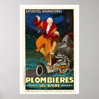 Plombieres les Bains Frankreich Vintage Reiseplaka Poster